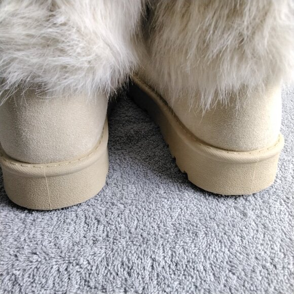 ✨ Carlkarida Faux Fur Lining Winter Boots Mid-Calf Platform Cream Color Size 8 - Picture 7 of 13